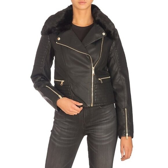 🎁 Guess Tasha Faux-Leather Moto Jacket - Picture 1 of 14